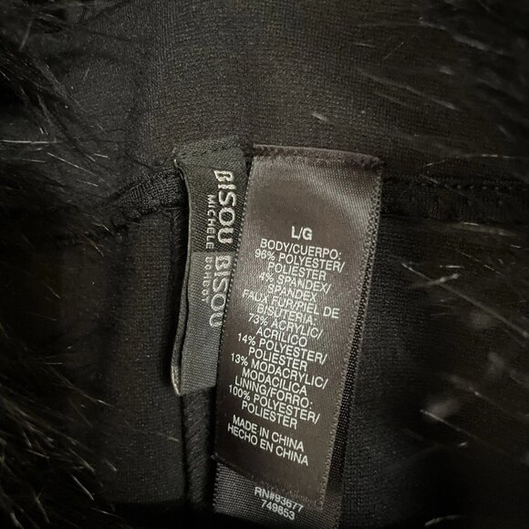 Bisou Bisou Black Coat/Duster with Removable Fur Collar - Picture 10 of 12